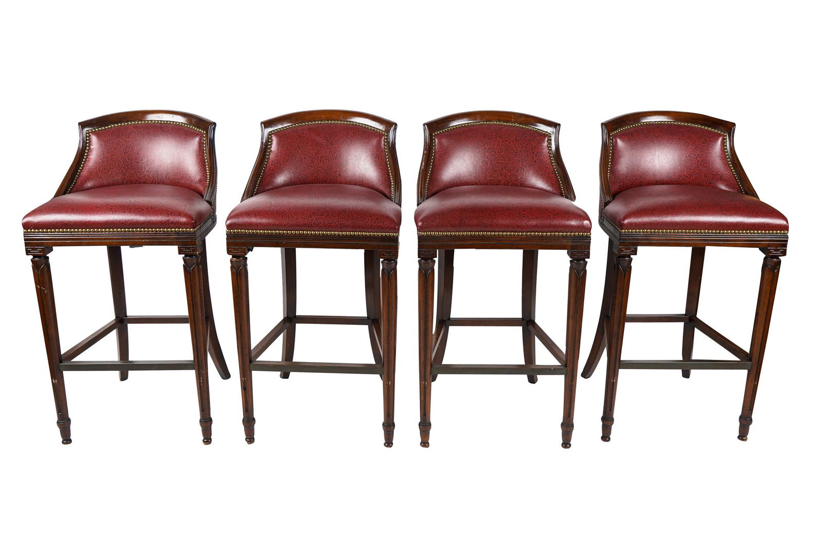 SET OF FOUR CARVED WOOD BAR STOOLS (1 of 7)