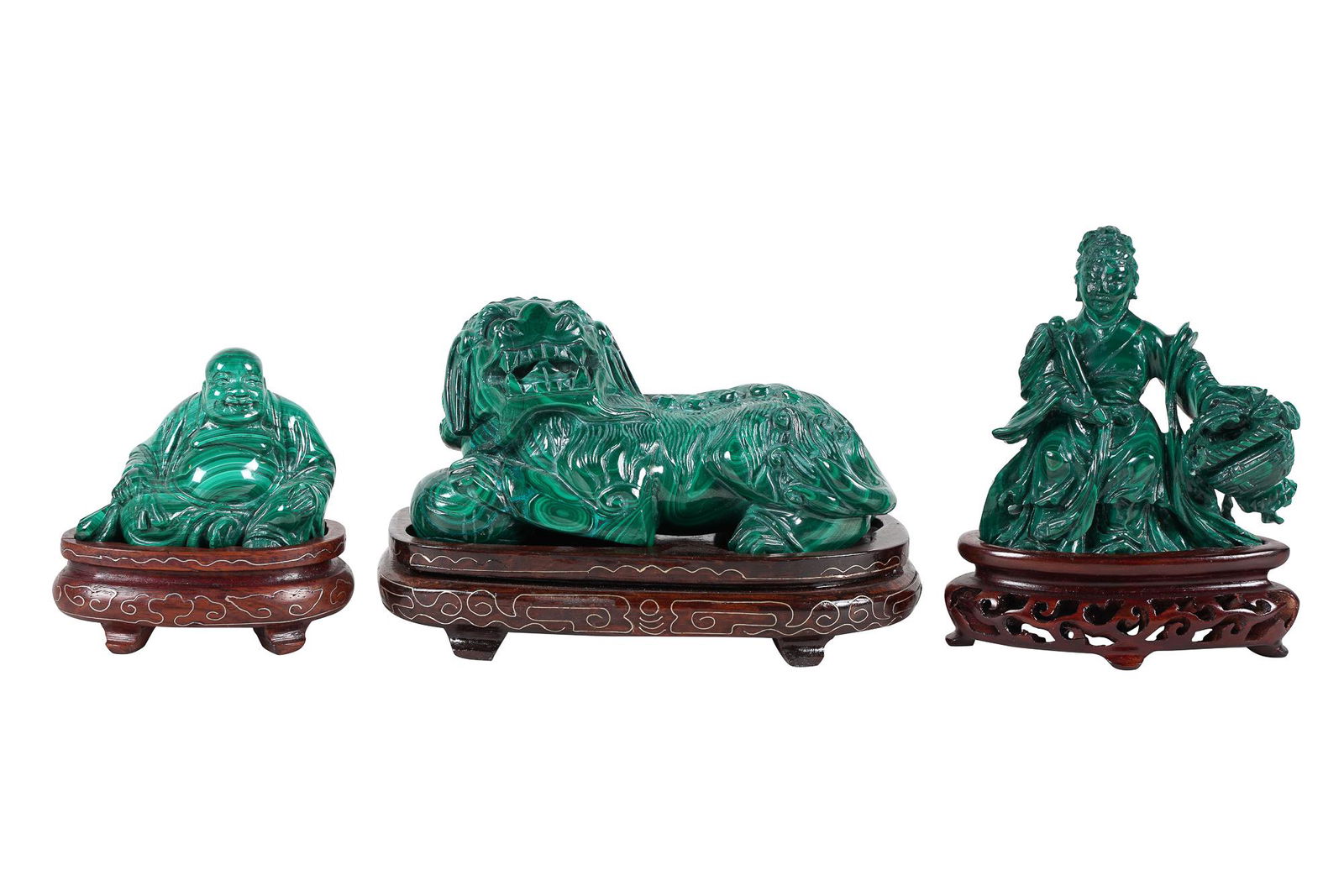 GROUP OF THREE CHINESE MALACHITE CARVINGS (1 of 14)