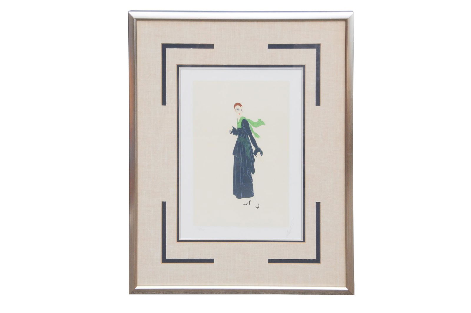 ERTE: "THE BLUE DRESS": circa 1979 lithograph on Somerset paper signed lower right numbered 132/300 lower left Provenance: with Circle Fine Art Corporation certificate verso image size 14 x 9 inches; sheet size 25 x 19 inche