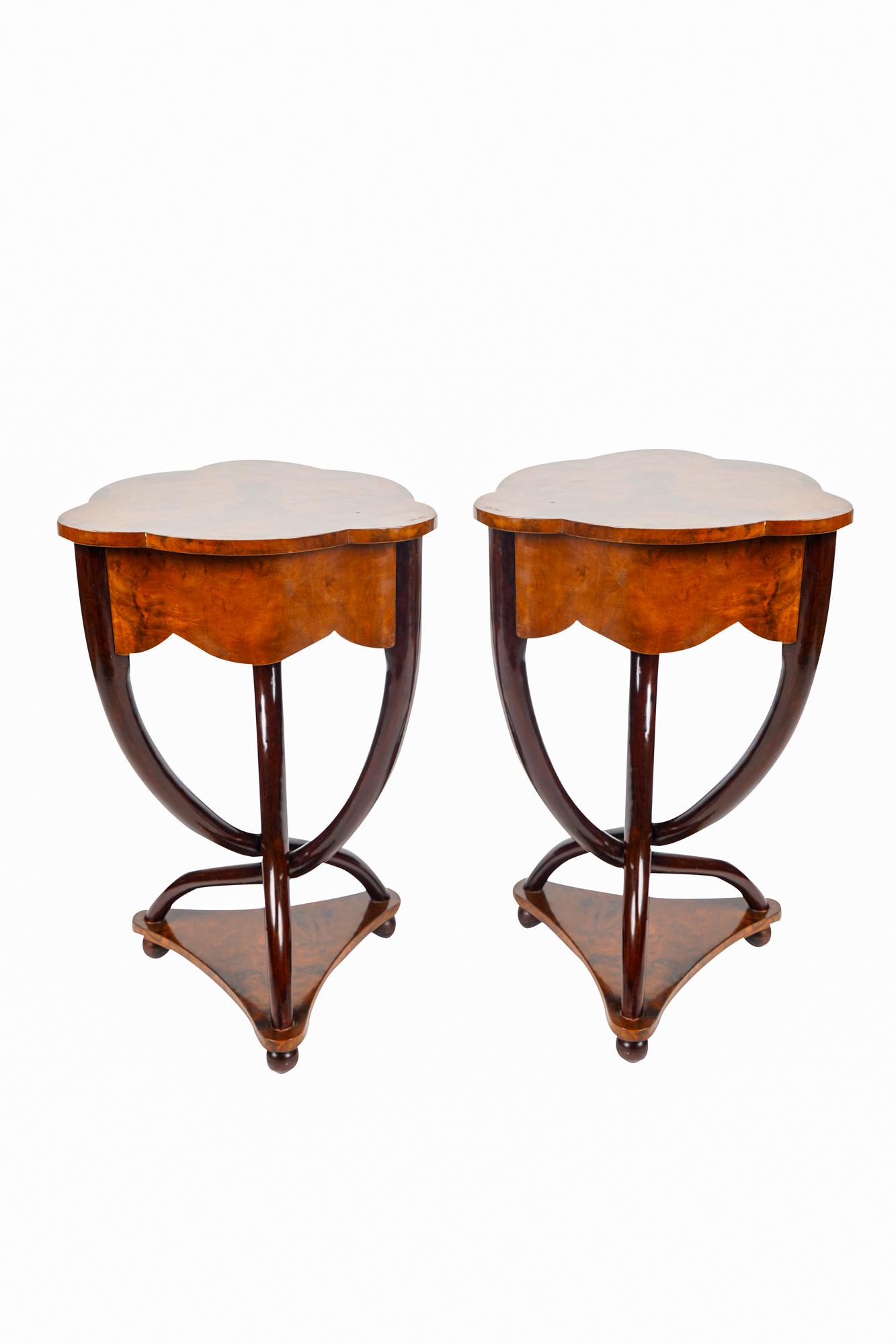PAIR OF BIEDERMEIER STYLE TRIANGULAR SIDE TABLES (1 of 8)