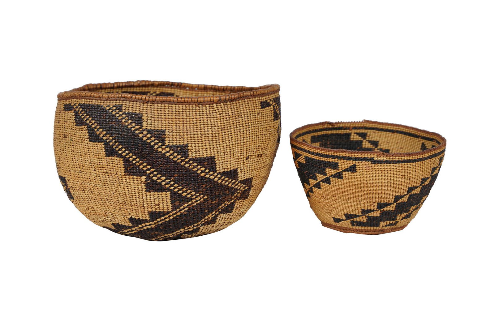 TWO NATIVE AMERICAN WOVEN BOWLS (1 of 6)