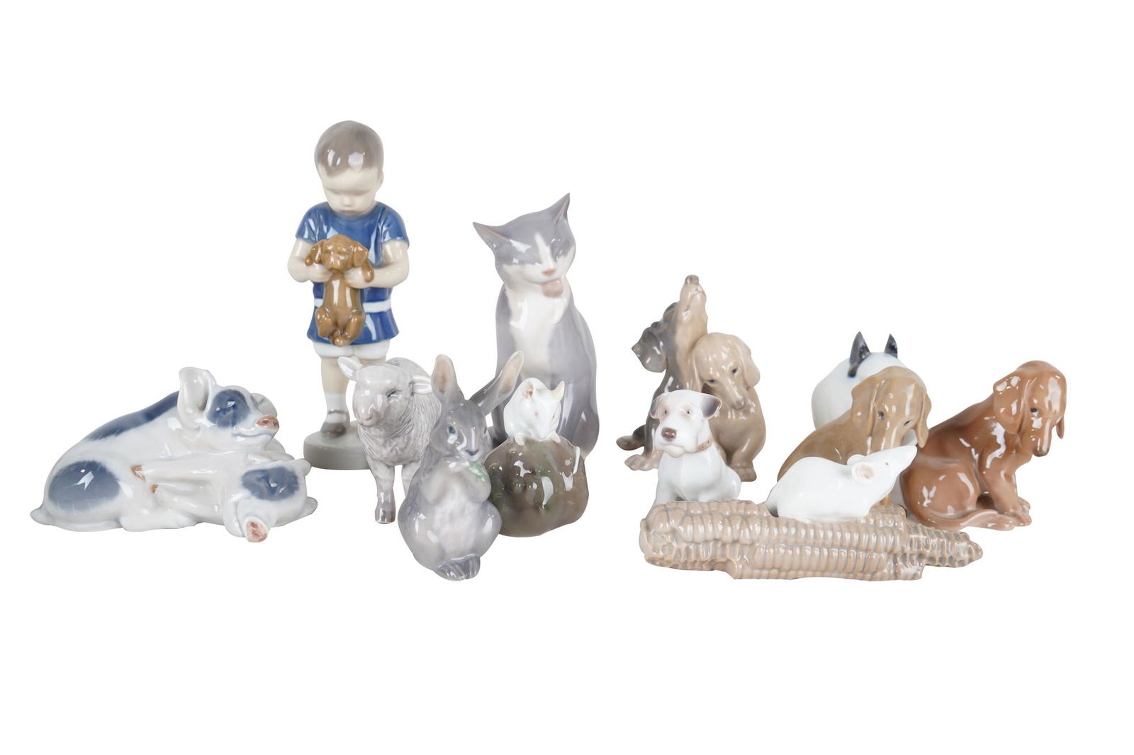 TWELVE DANISH PORCELAIN ANIMAL FIGURES (1 of 13)