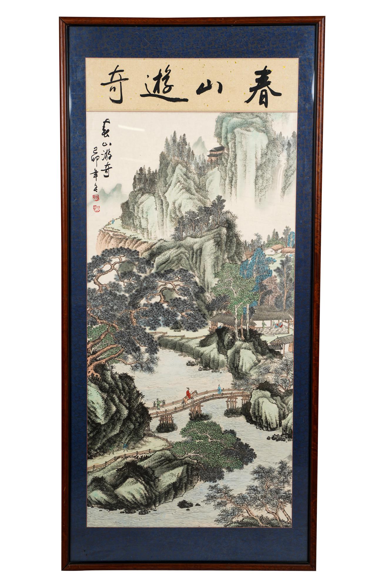 FRAMED JAPANESE SCROLL PAINTING (1 of 16)