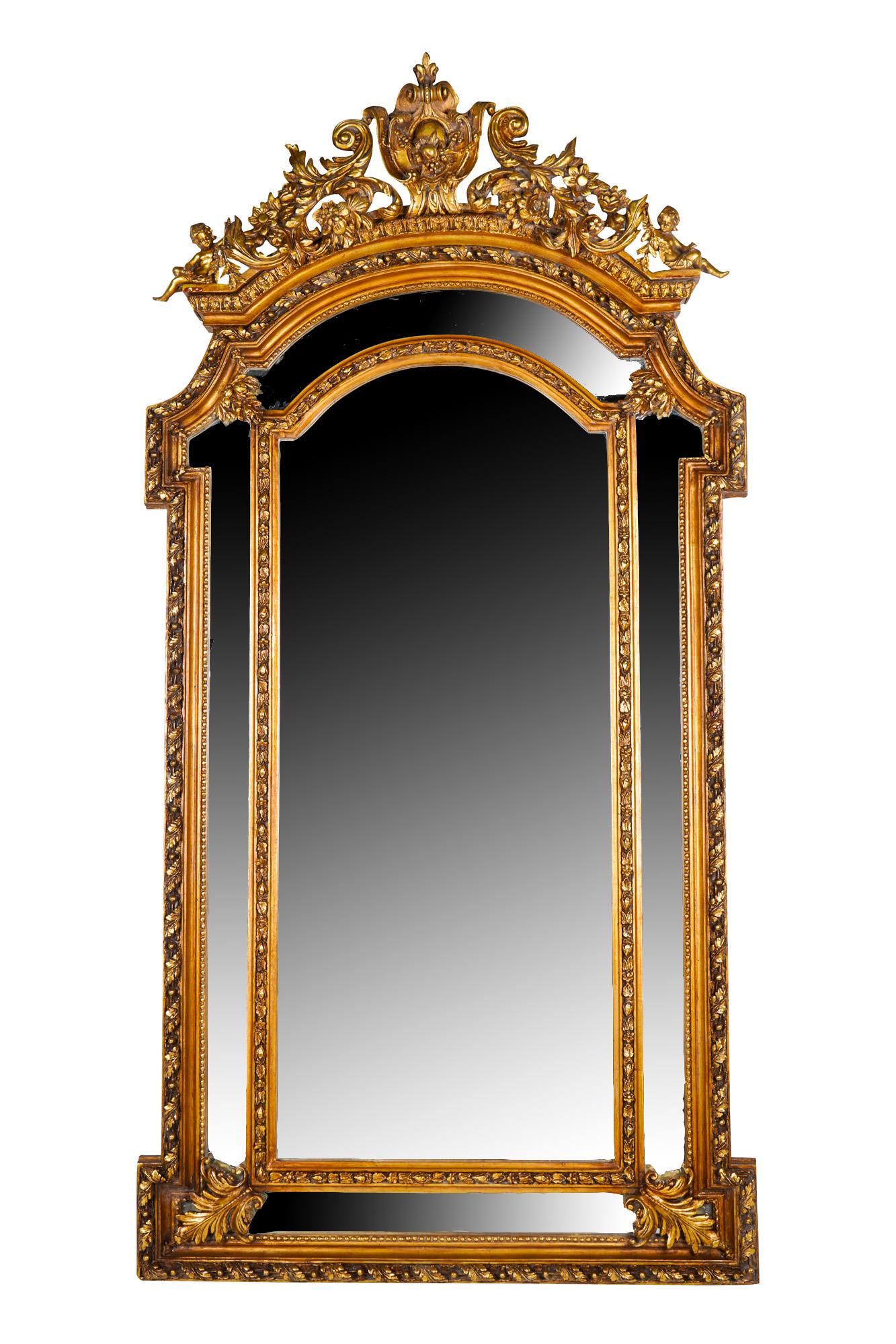 REGENCE-STYLE GILT WOOD CHERUB MIRROR (1 of 9)