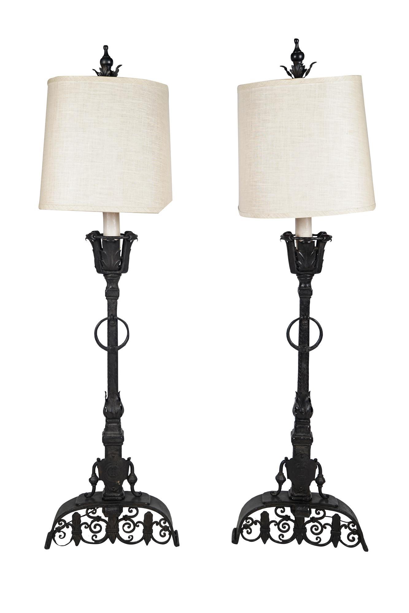 PAIR OF WROUGHT IRON TORCHIERES (1 of 9)