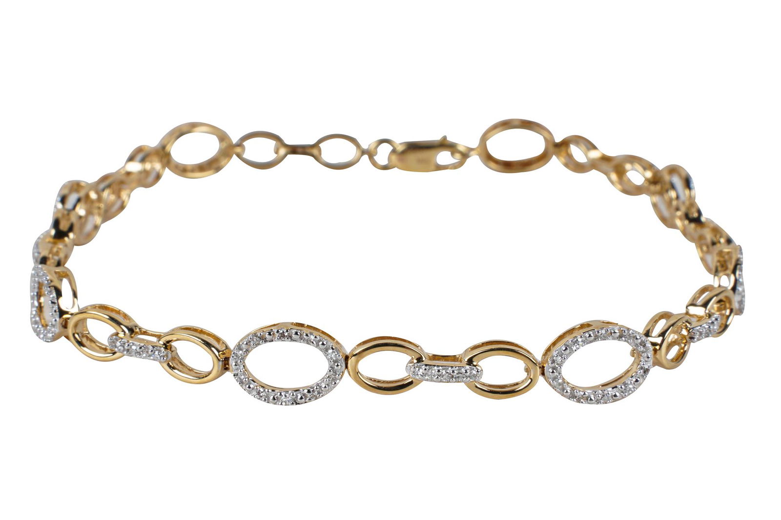 14 KARAT YELLOW GOLD & DIAMOND LINK BRACELET (1 of 6)