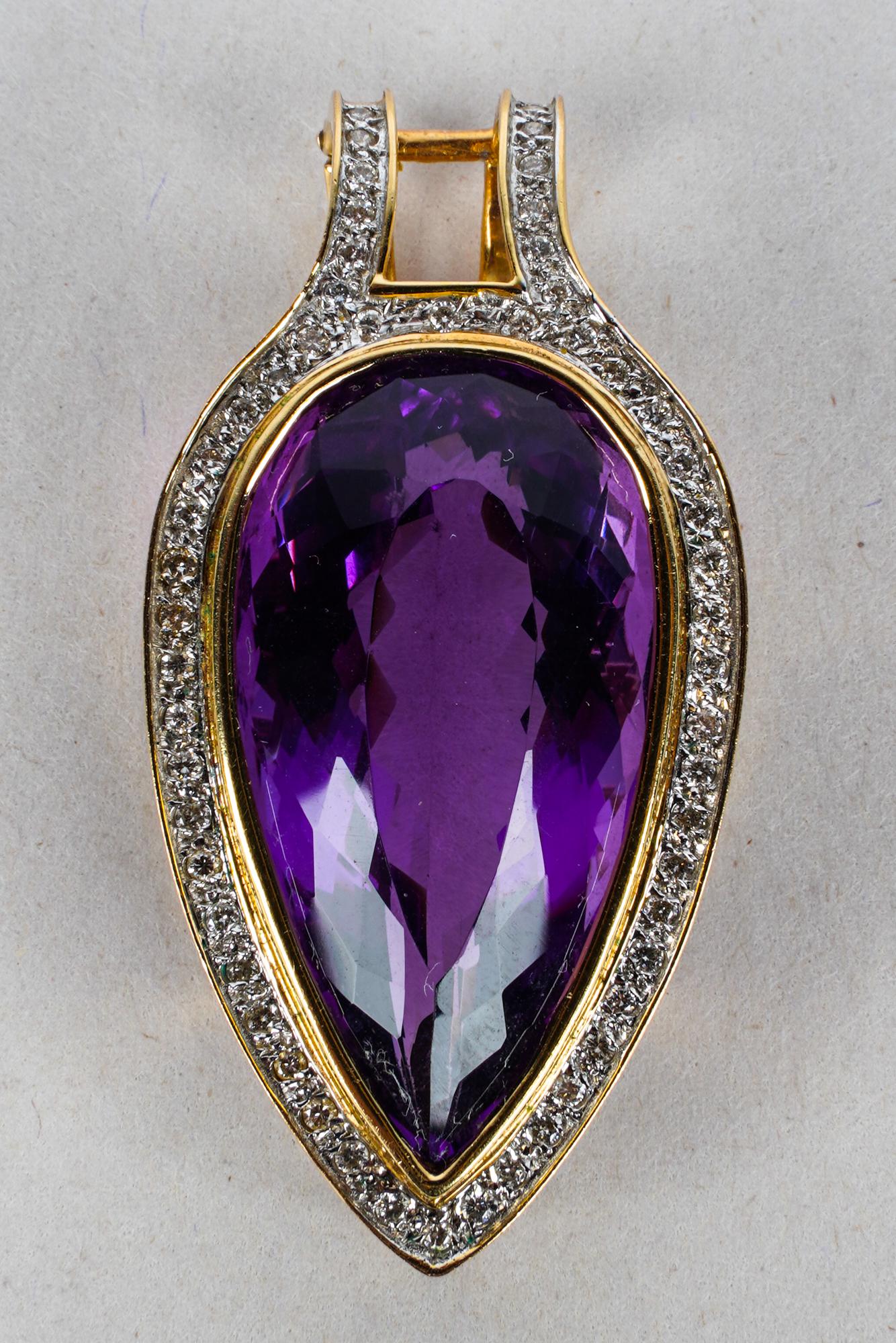 14 KARAT YELLOW GOLD, DIAMOND, & AMETHYST PENDANT (1 of 14)