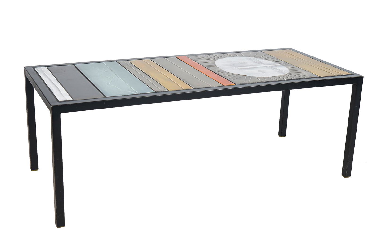 ROGER CAPRON: CERAMIC TILE-INSET COFFEE TABLE (1 of 6)