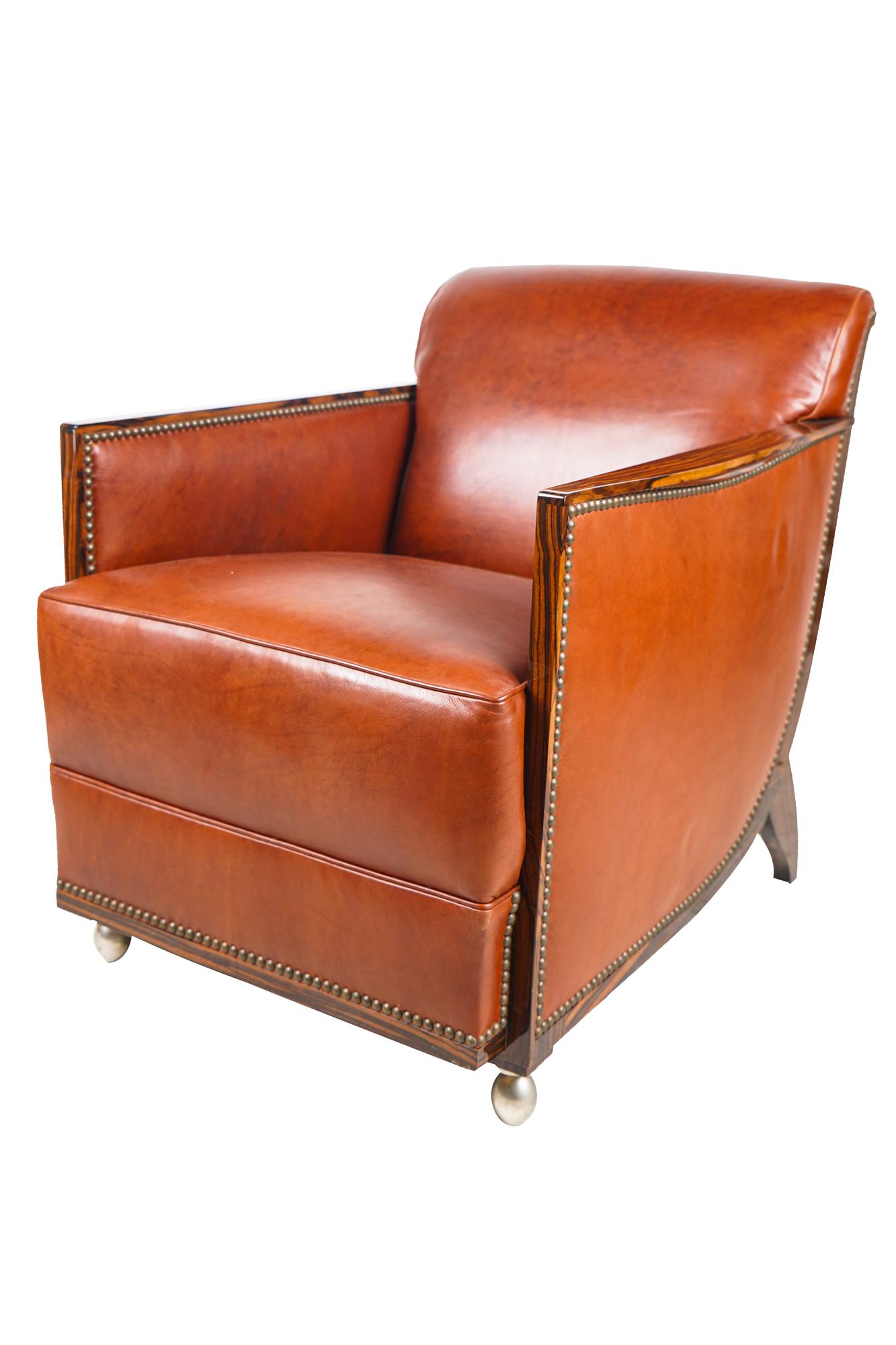 FRANK POLLARO: ZEBRAWOOD ART DECO-STYLE CLUB CHAIR (1 of 7)