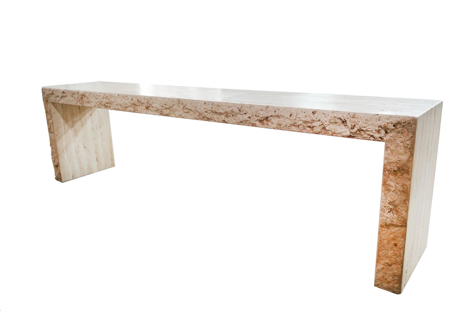 CARVED TRAVERTINE CONSOLE TABLE (1 of 7)