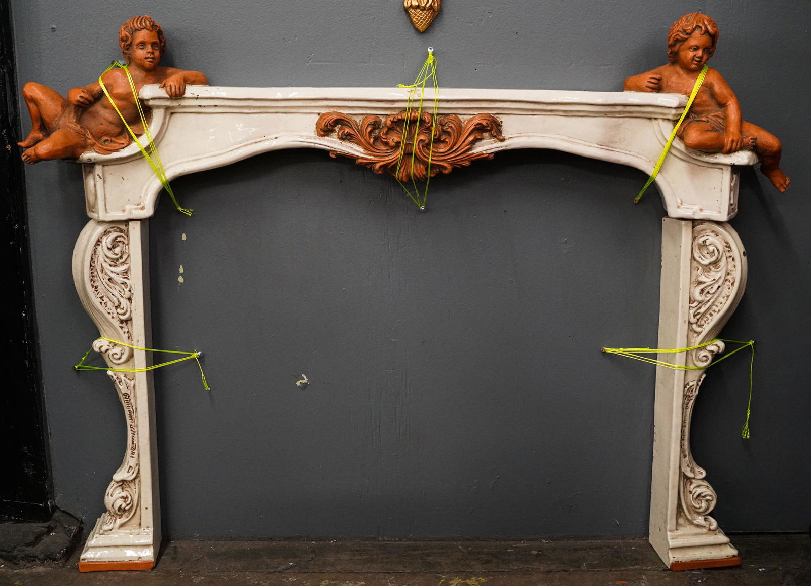 GLAZED TERRACOTTA FIGURAL FIRE SURROUND (1 of 6)