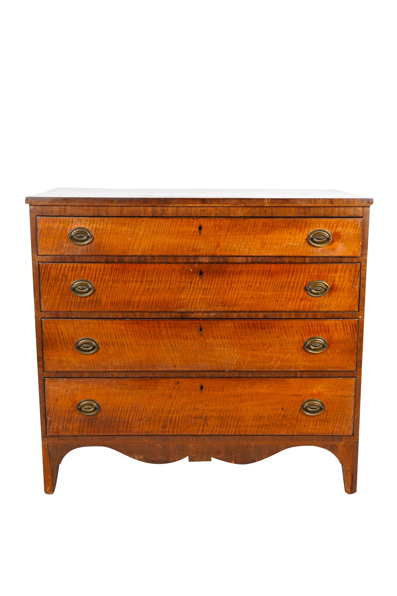 FEDERAL FIGURED MAPLE CHEST OF DRAWERS (1 of 6)