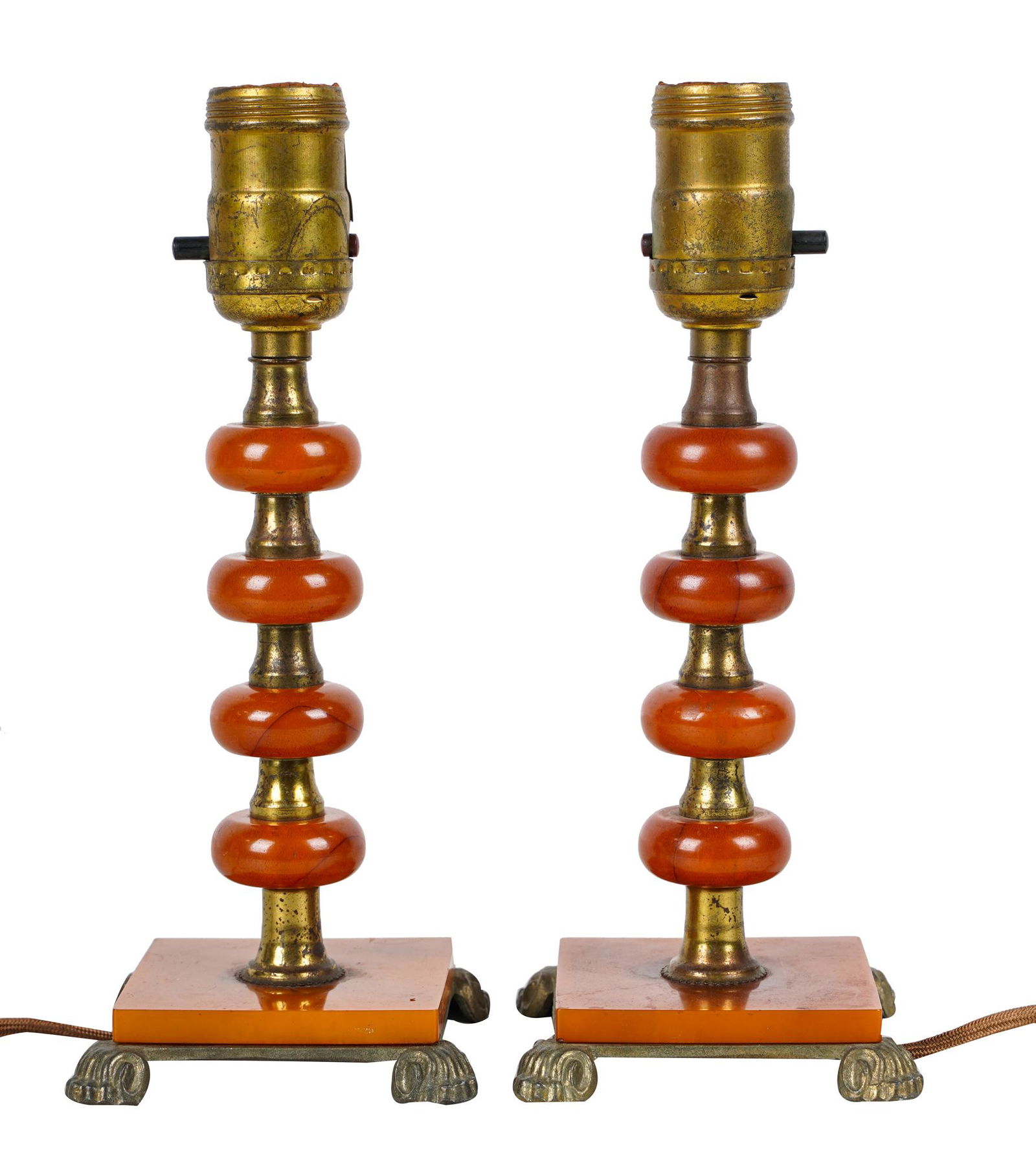 PAIR OF FOOTED BAKELITE BOUDOIR LAMPS (1 of 10)