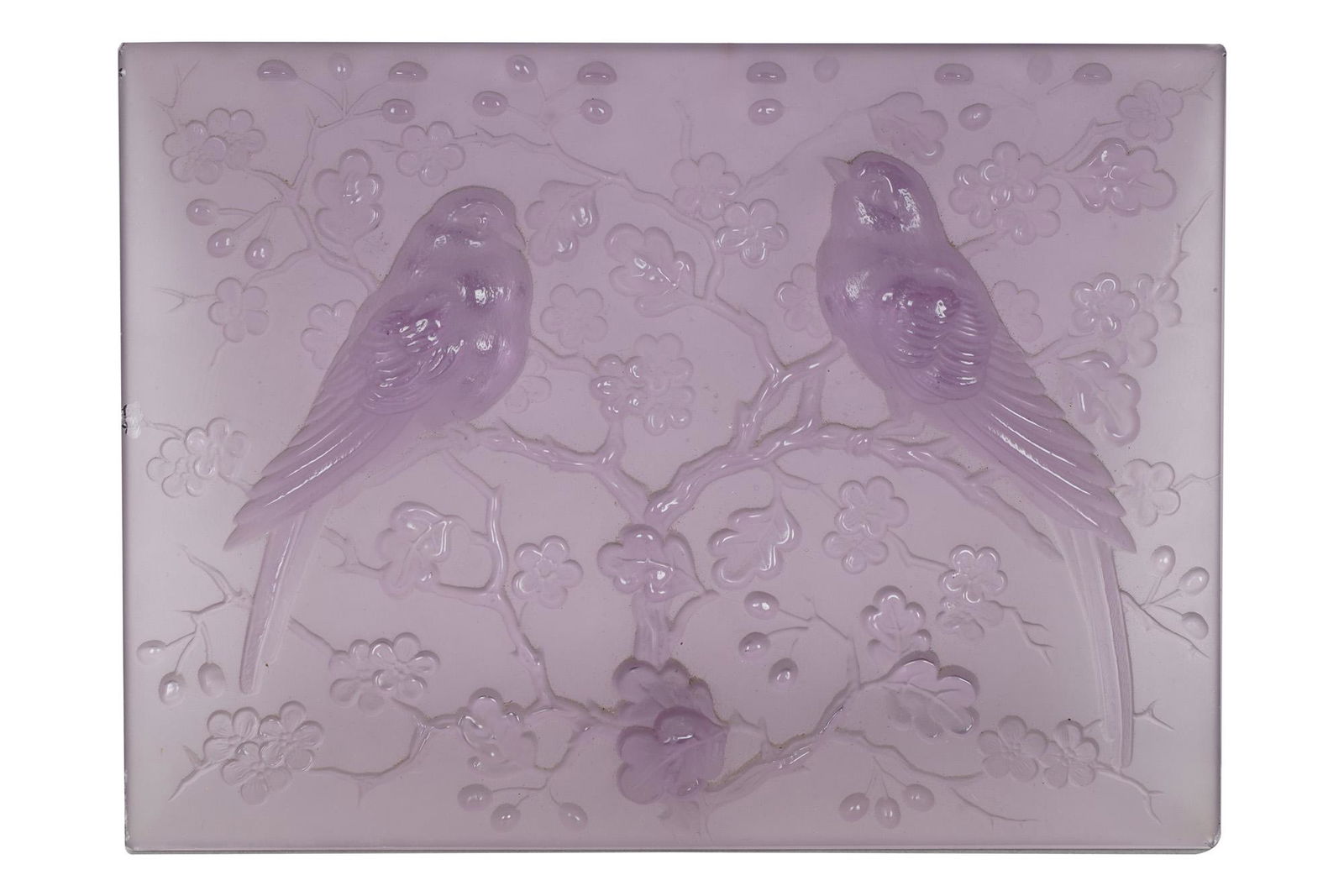 FRENCH MOLDED GLASS BIRD PLAQUE (1 of 9)