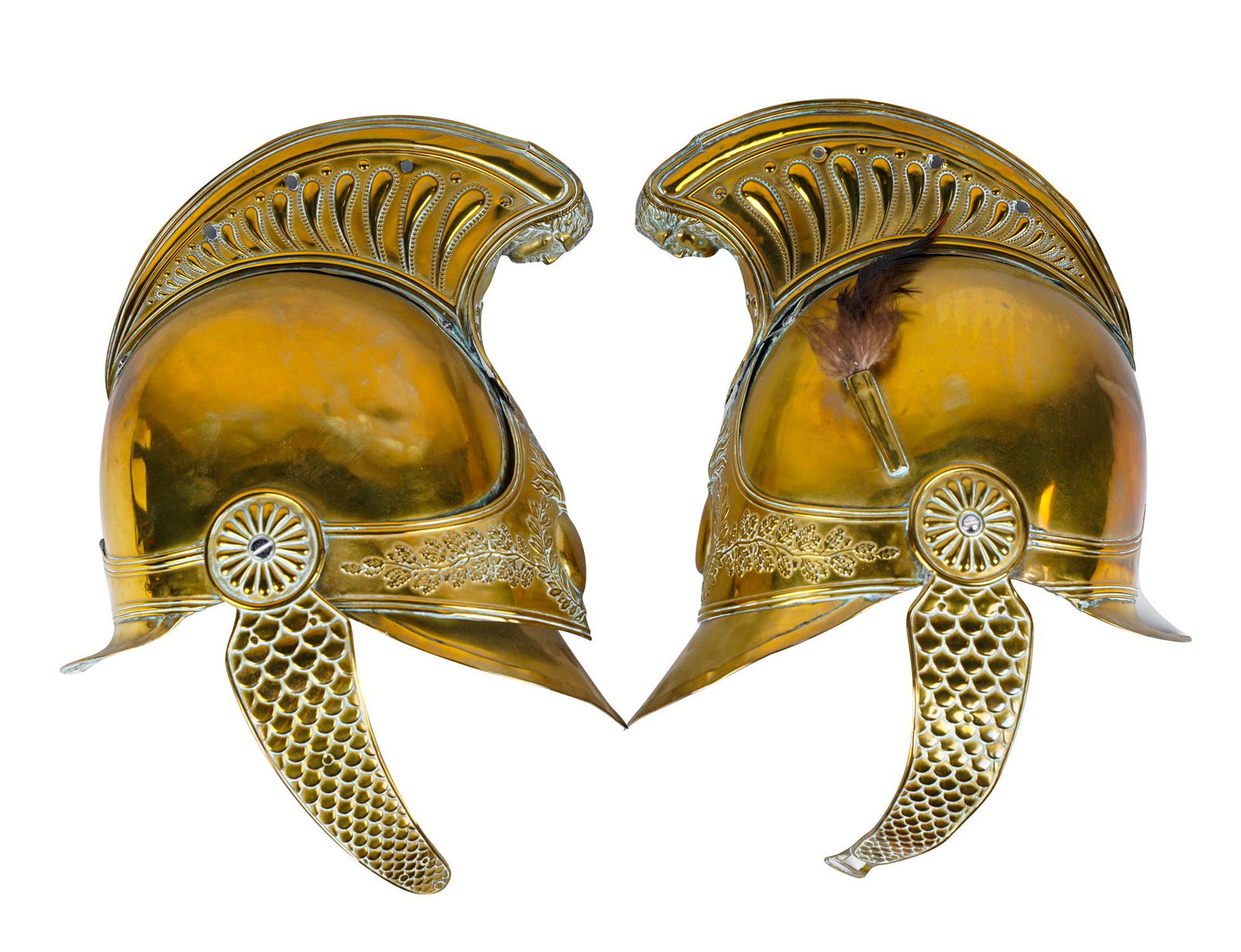 PAIR OF BRASS HELMET RELIEF PLAQUES (1 of 11)