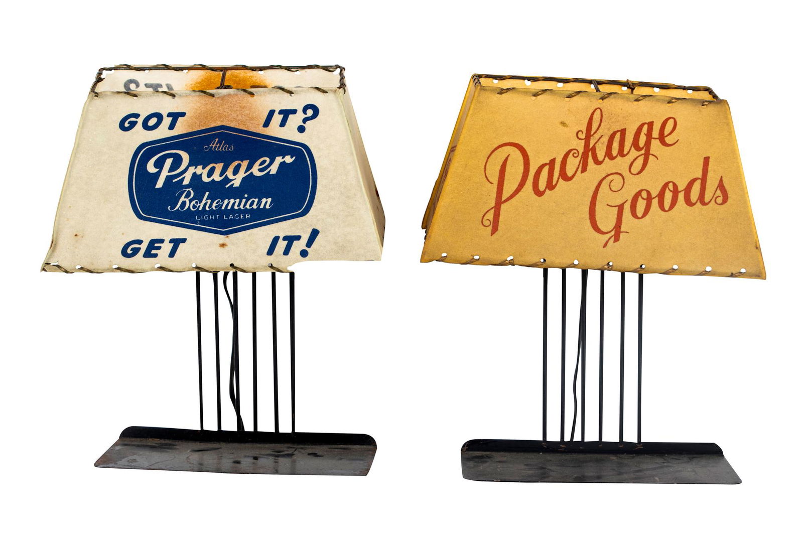 TWO ATLAS PRAGER BOHEMIAN LIGHT LAGER LAMPS (1 of 9)