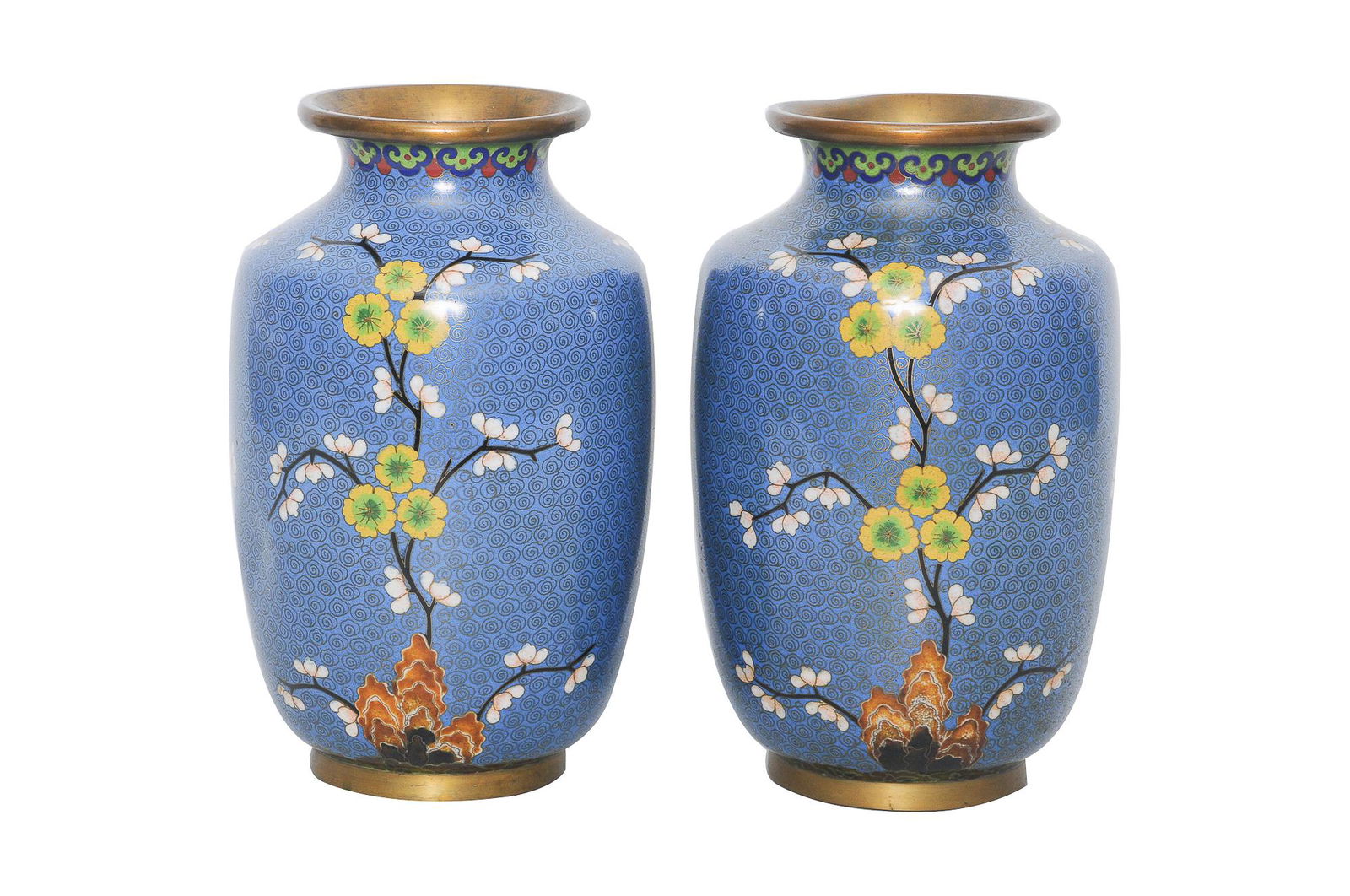PAIR OF CHINESE BLUE CLOISONNE VASES (1 of 5)