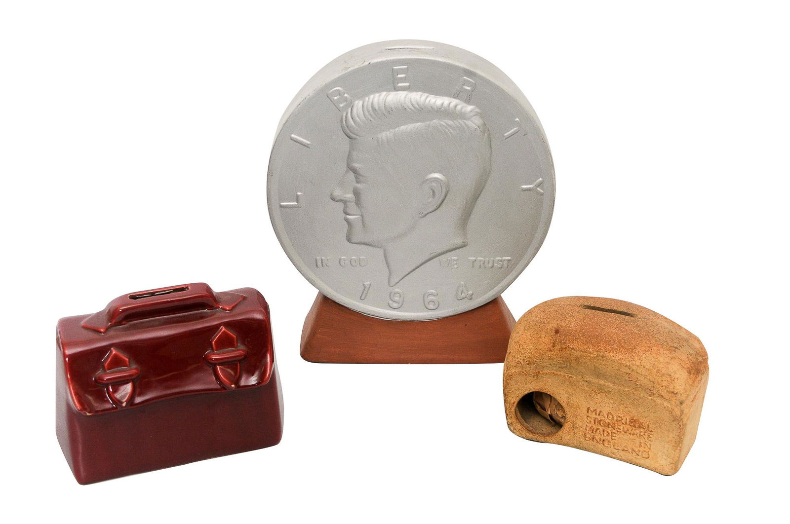 THREE FIGURAL CERAMIC BANKS (1 of 6)