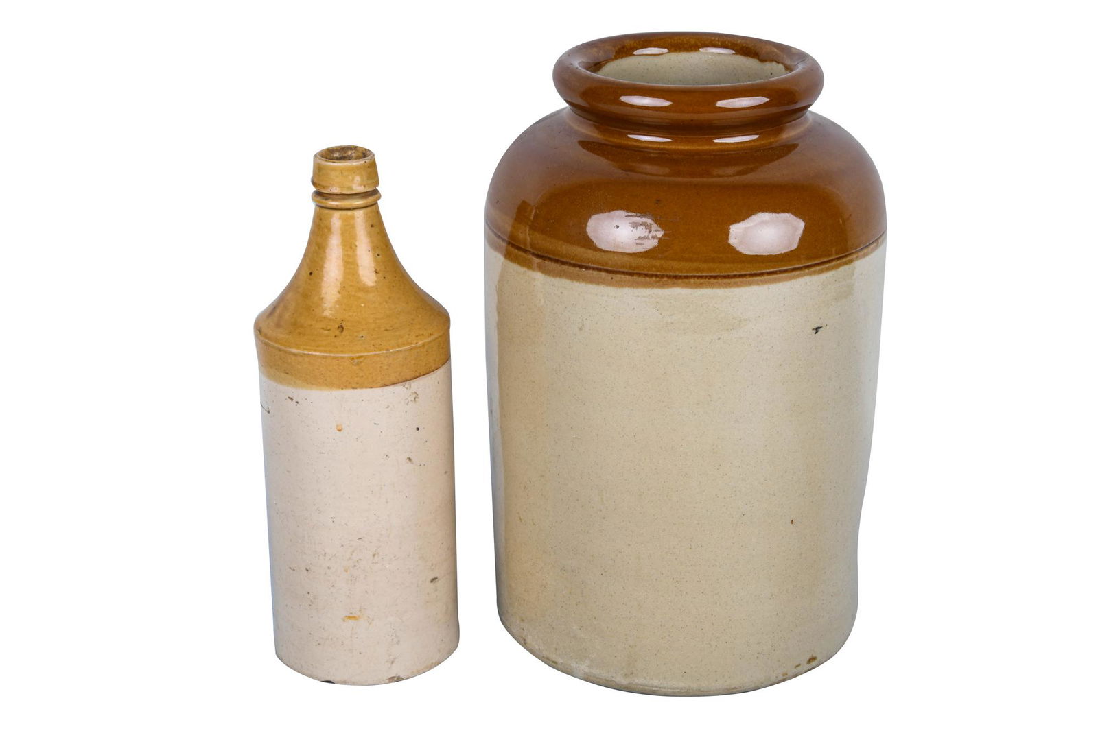 TWO GLAZED STONEWARE JUGS (1 of 9)