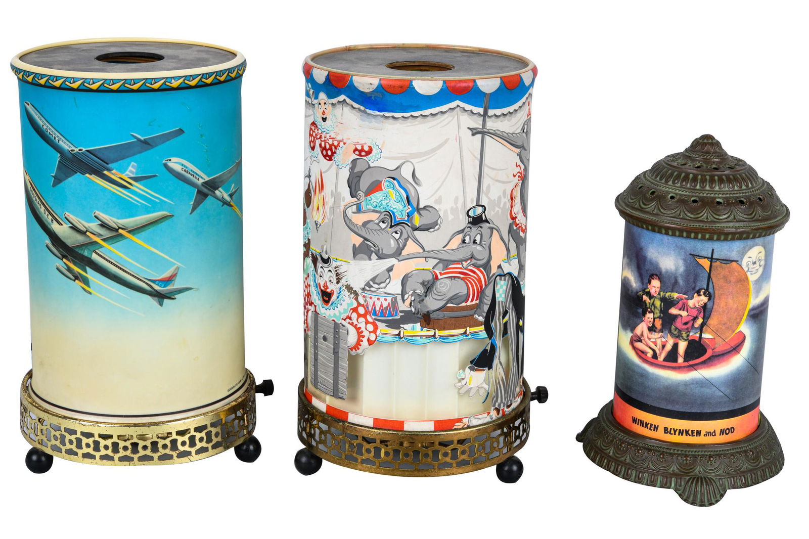 THREE CYLINDRICAL TABLE LAMPS (1 of 11)