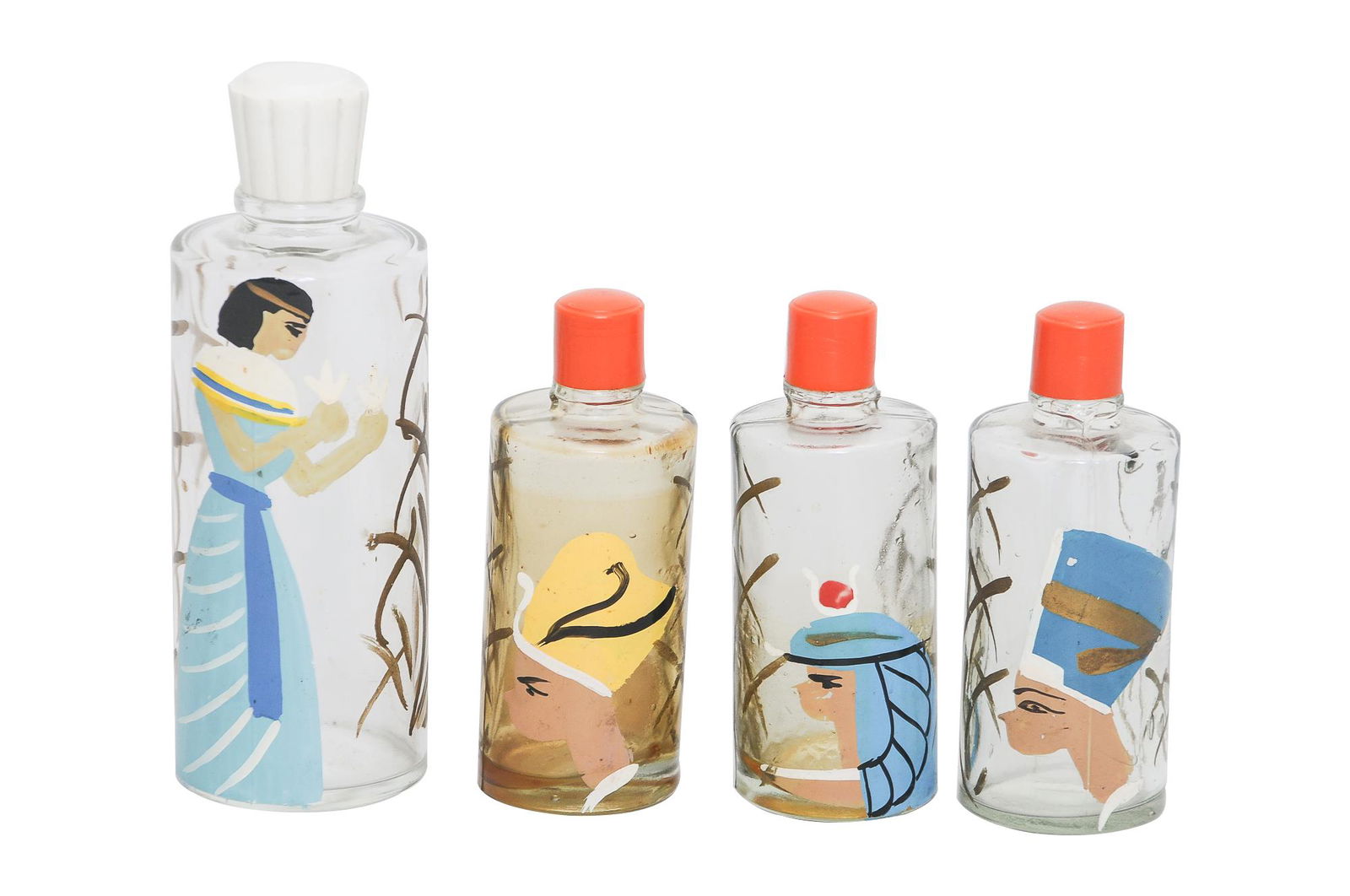 FOUR EGYPTIAN MOTIF PERFUME BOTTLES (1 of 6)