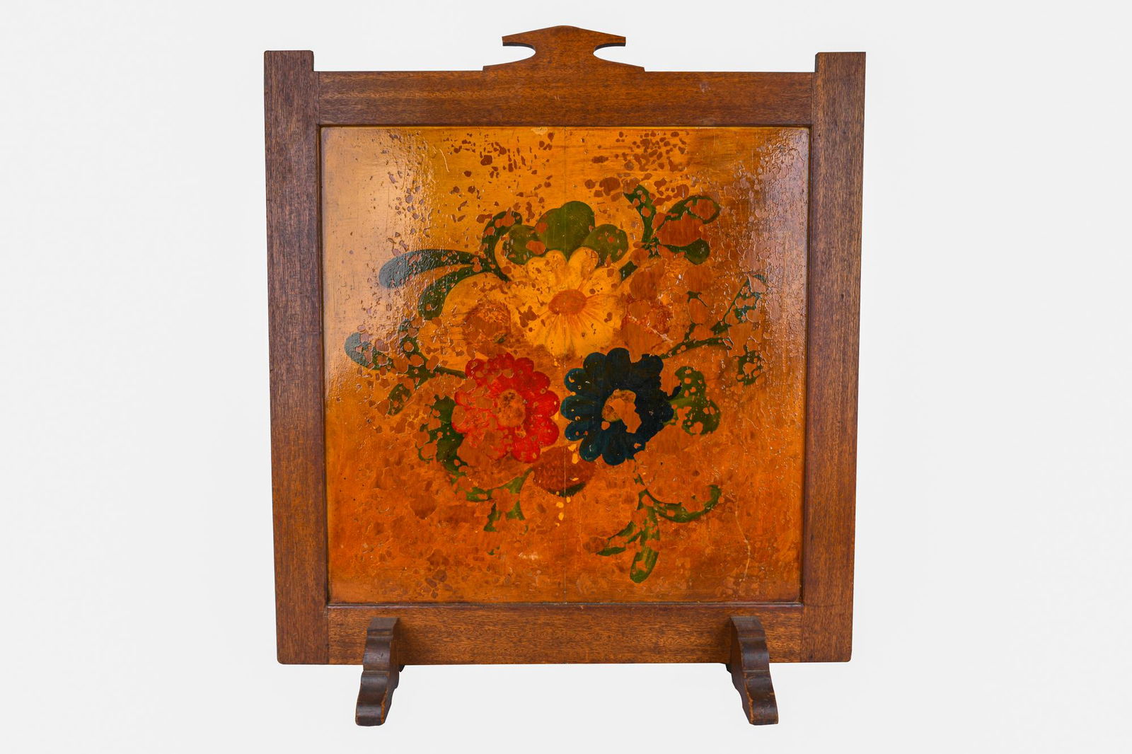 FLORAL PAINTED OAK FIRE SCREEN (1 of 9)