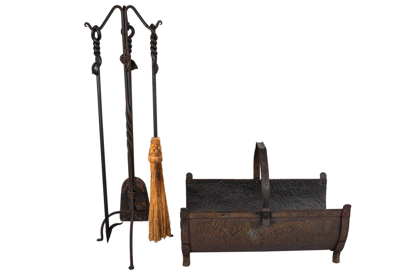 LOG HOLDER WITH FIRE TOOLS (1 of 6)