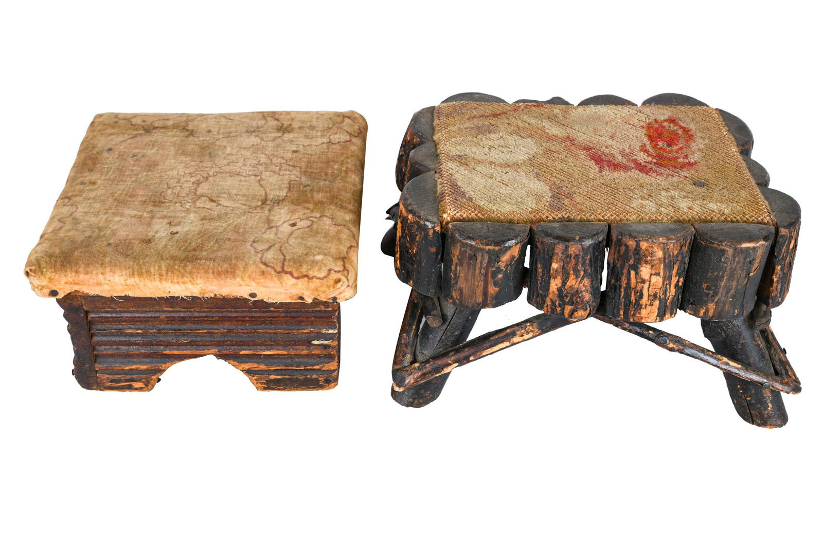 TWO ASSORTED  FOOTSTOOLS (1 of 8)
