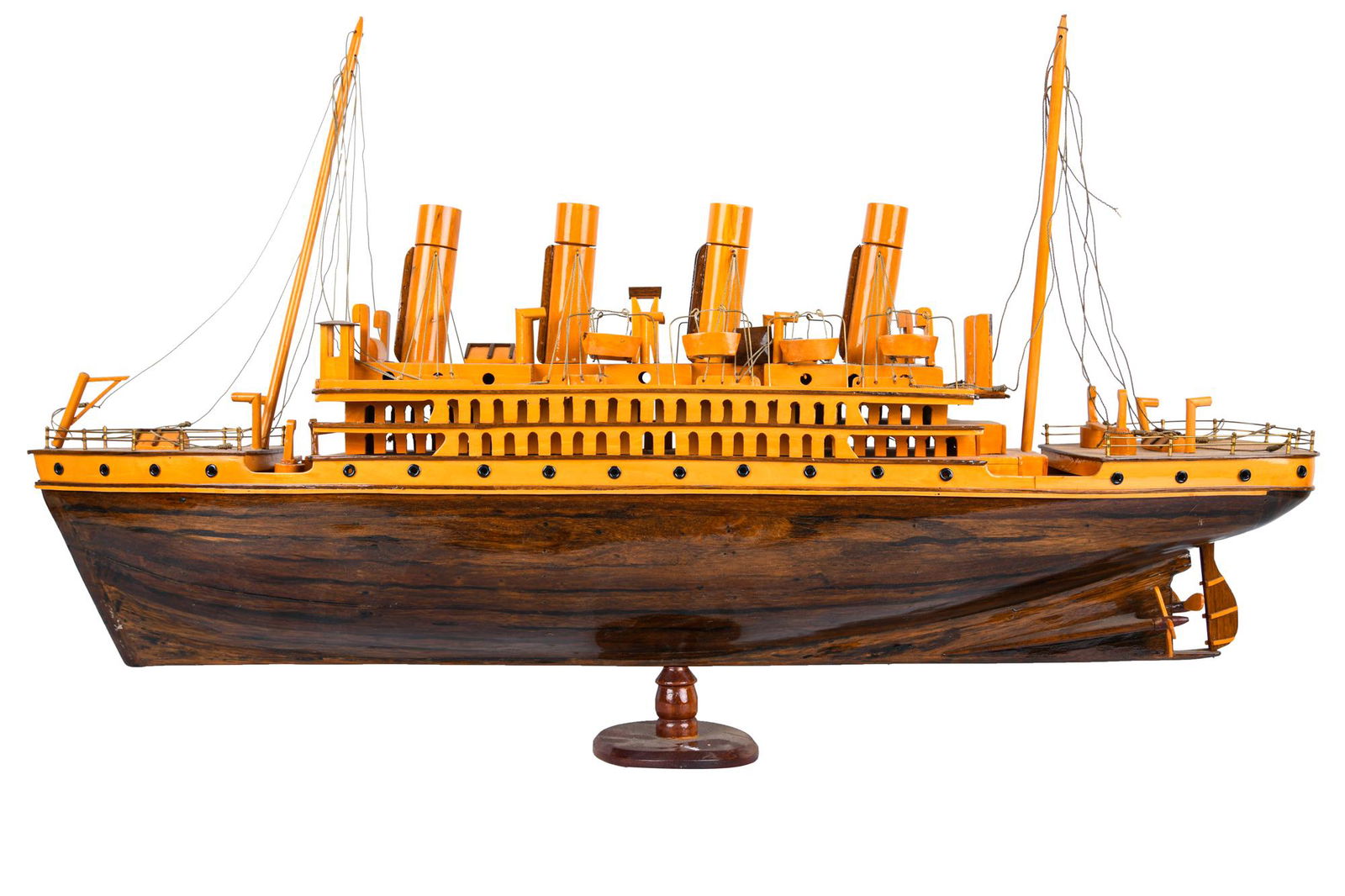 CLIPPER SHIP MODEL: circa late 20th Century Condition: with loose and floating pieces and breaks to wood throughout 32 inches wide; 5 inches deep; 18 inches high
