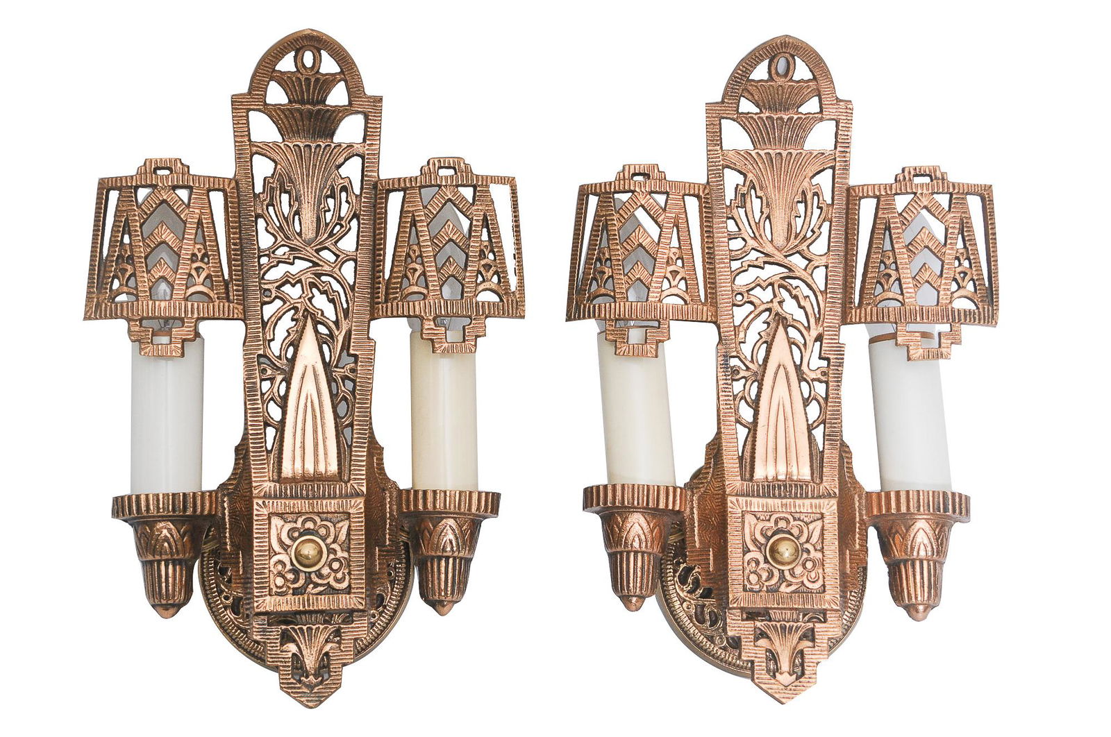 PAIR OF GILT BRONZE WALL SCONCES (1 of 5)