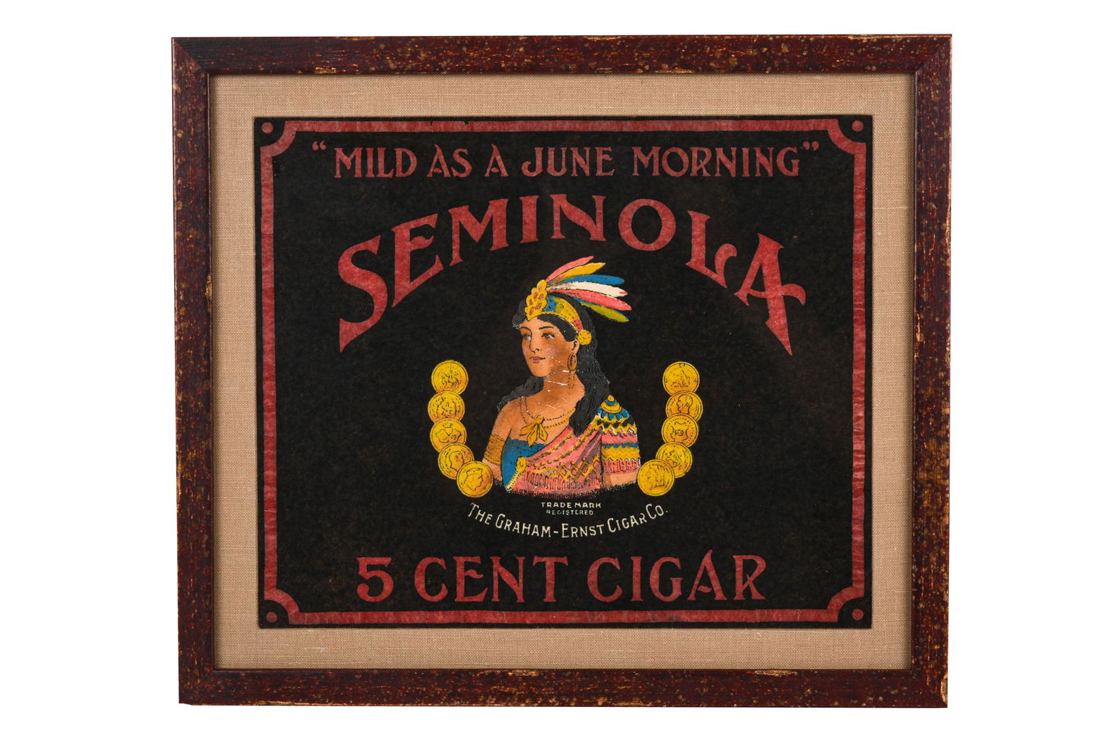 SEMINOLA 5 CENT CIGAR ADVERTISING SIGN