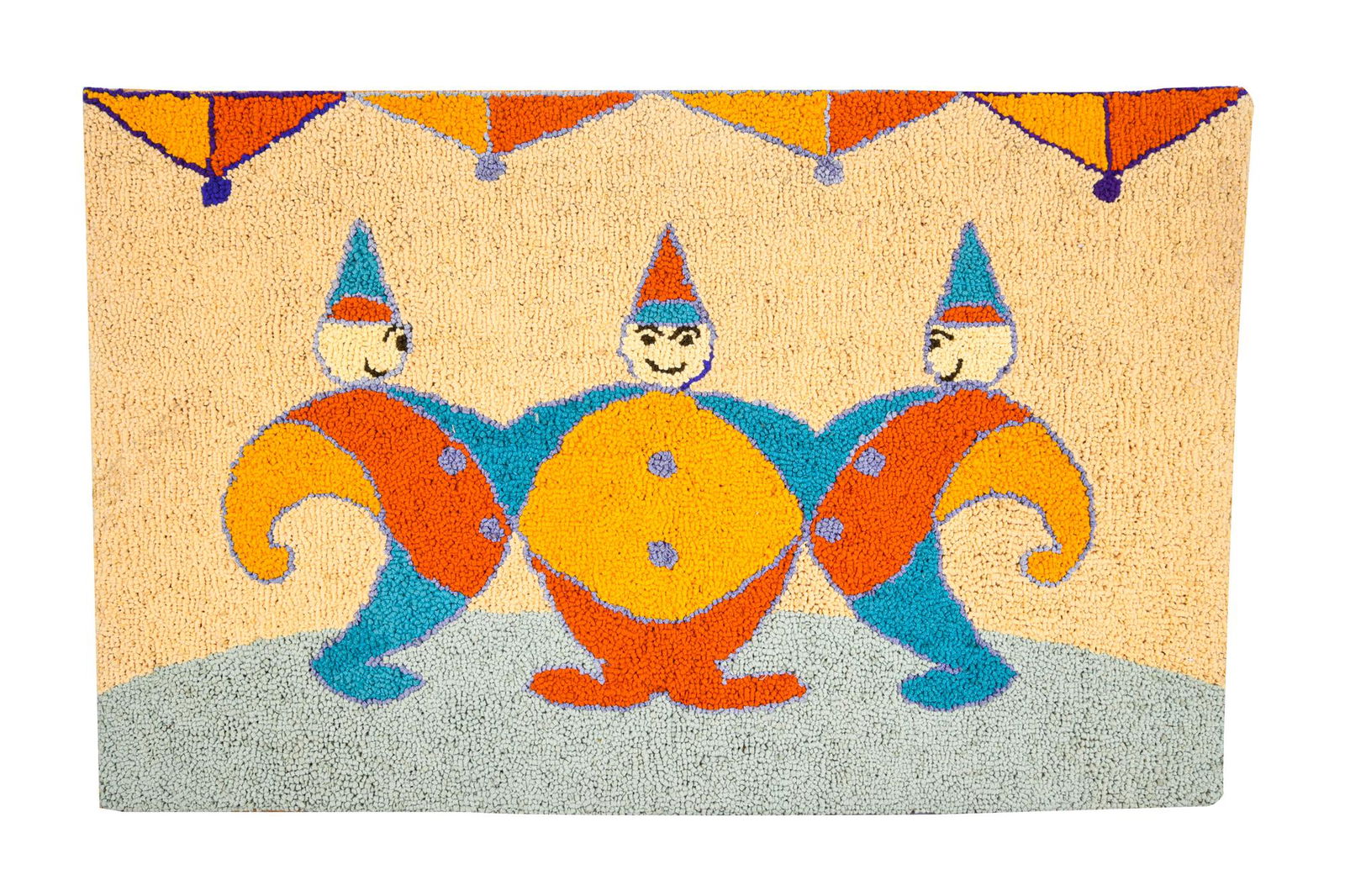 THREE CLOWNS HOOKED RUG (1 of 7)