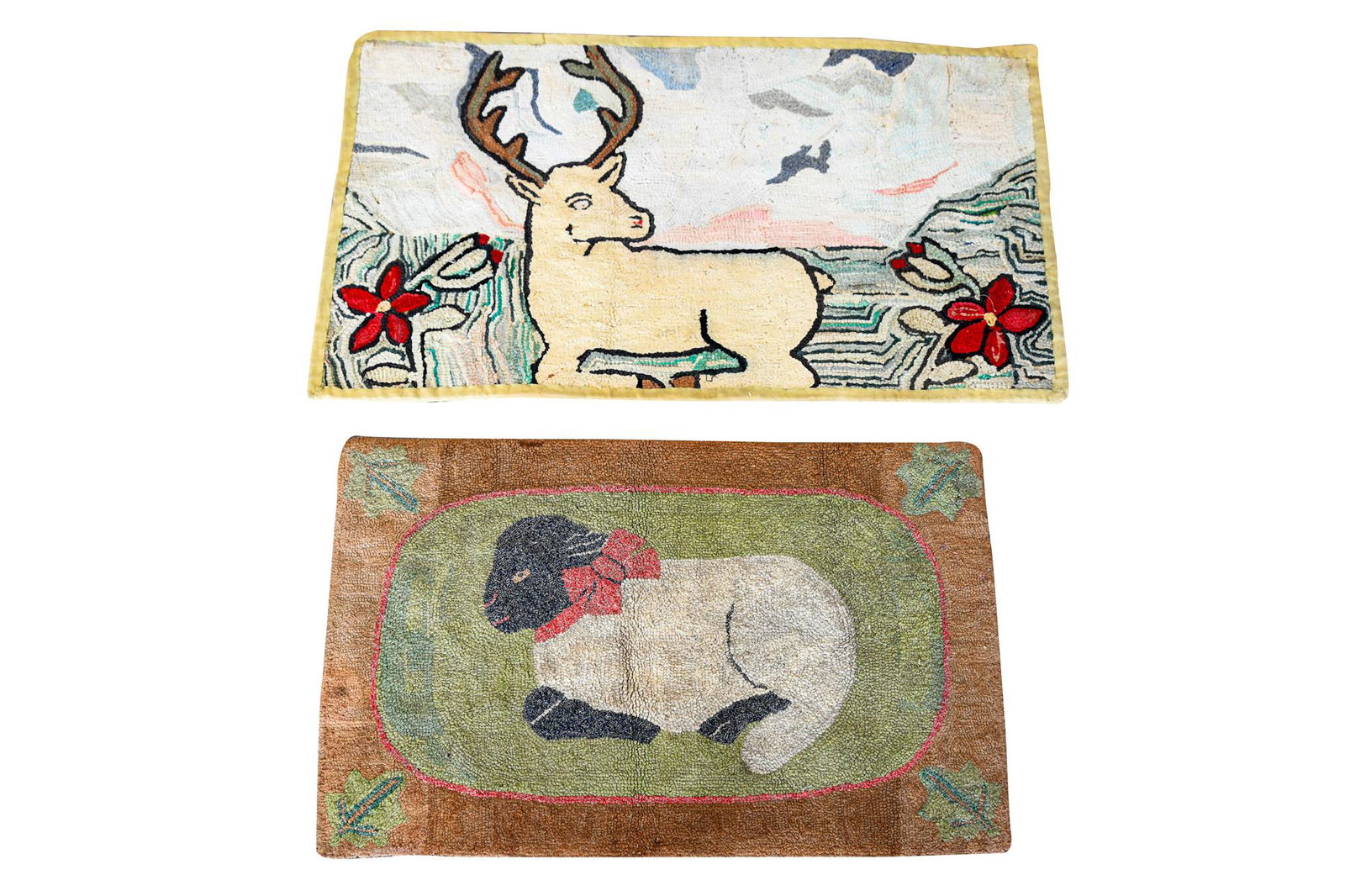 TWO ANIMAL HOOKED MATS (1 of 9)