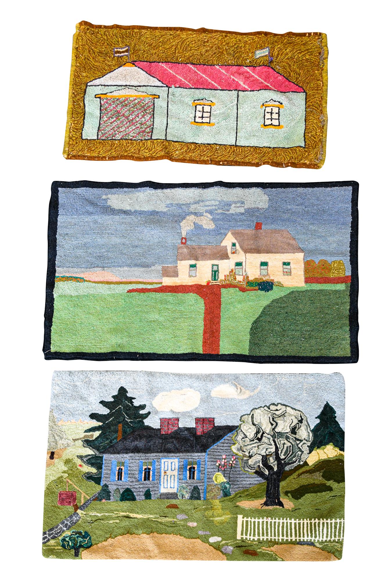 THREE HOUSE FACADE HOOKED MATS (1 of 16)