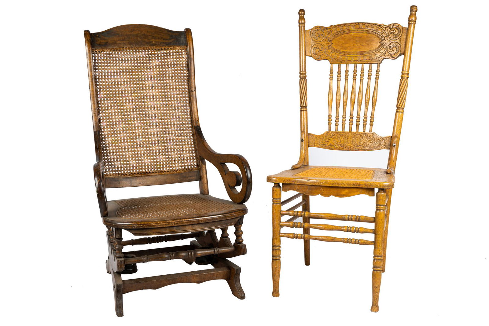 TWO ASSORTED AMERICAN CANE CHAIRS (1 of 15)