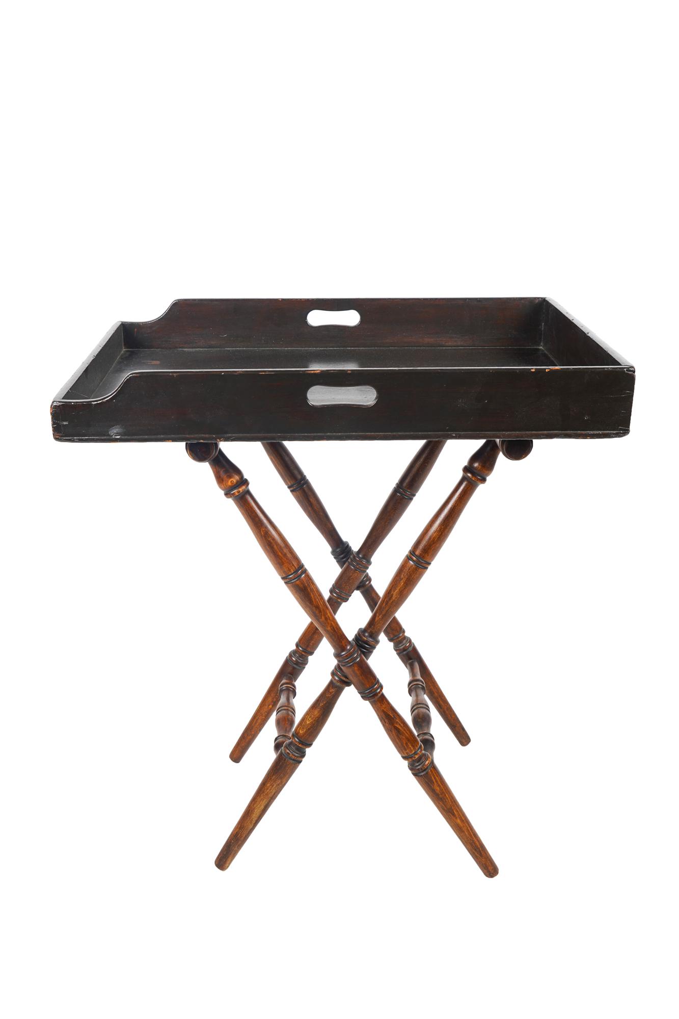 REGENCY-STYLE WOODEN TRAY ON FOLDING STAND (1 of 6)