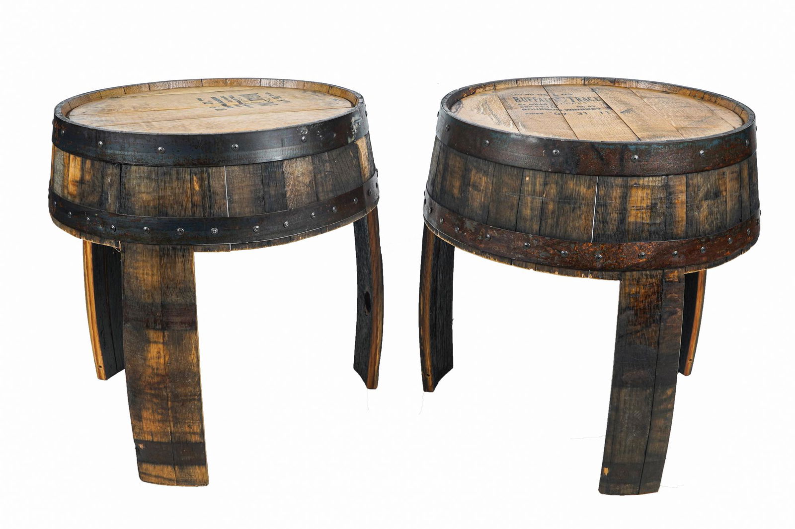 PAIR OF BARREL END TABLES (1 of 8)