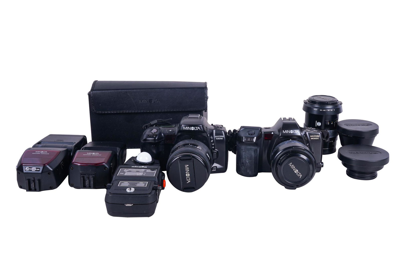 TWO MINOLTA SLR FILM CAMERAS W/ ACCESORIES (1 of 12)