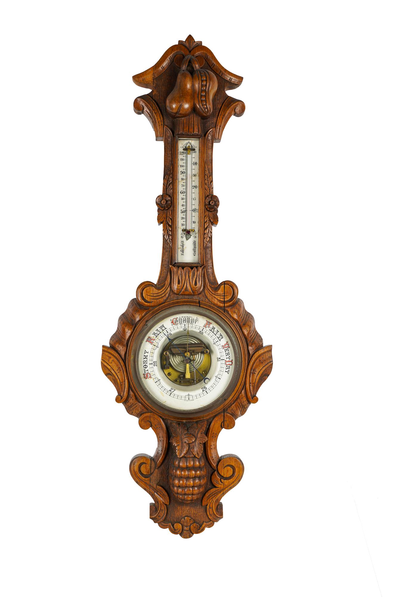 VICTORIAN STYLE WALNUT BAROMETER (1 of 10)