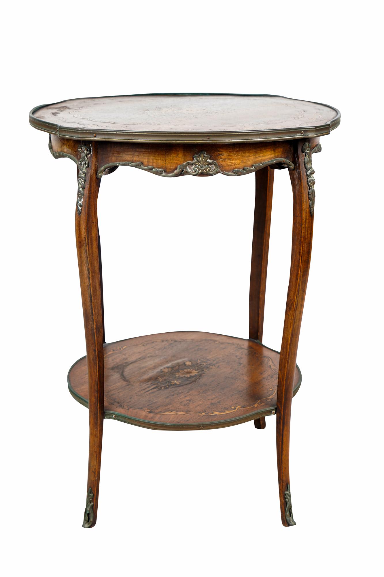 FRENCH GILT METAL-MOUNTED MARQUETRY GUERIDON (1 of 8)