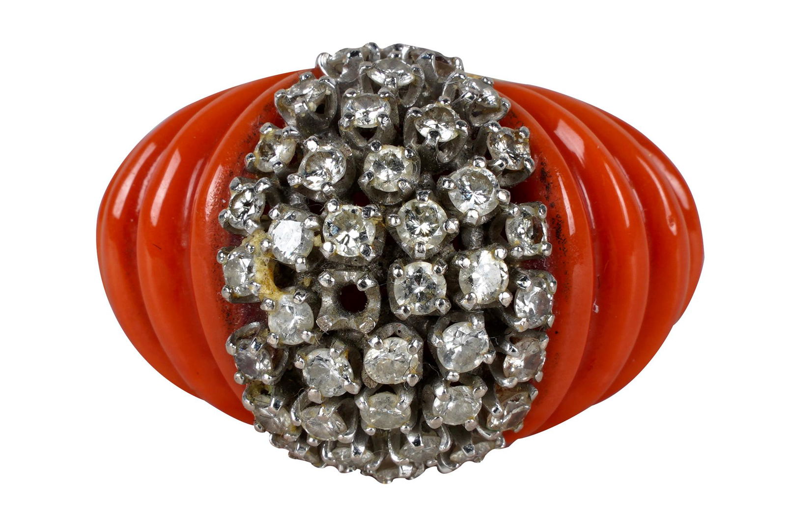 14 KARAT YELLOW GOLD, DIAMOND, & CORAL RING (1 of 6)