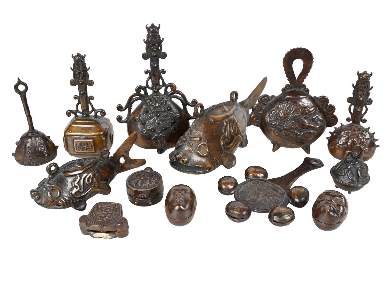 LOT OF JAPANESE BRONZE BELLS (1 of 16)
