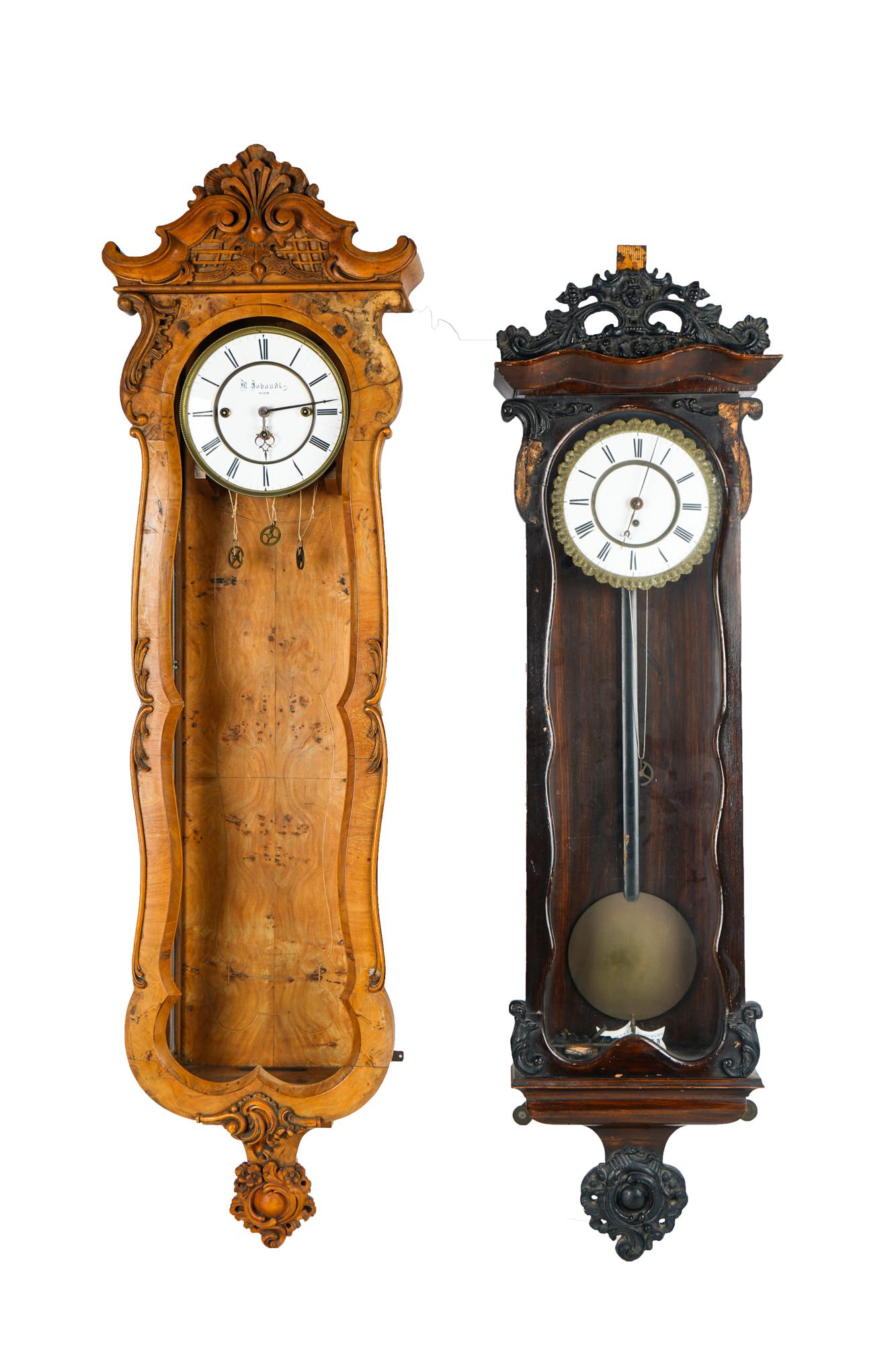 TWO CARVED WOOD WALL CLOCKS (1 of 14)