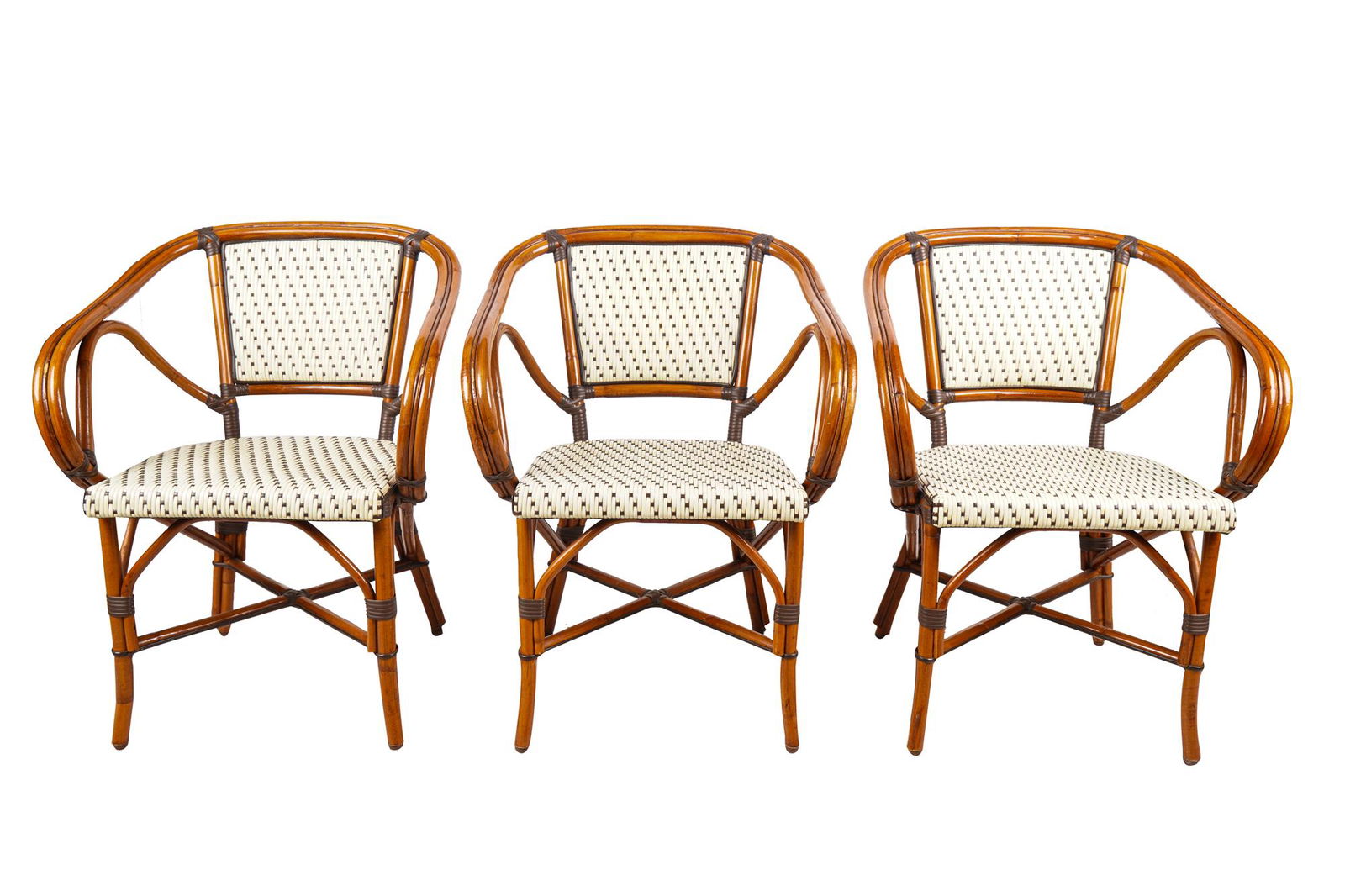 SIX GLAC SEAT RATTAN BISTRO ARMCHAIRS (1 of 7)