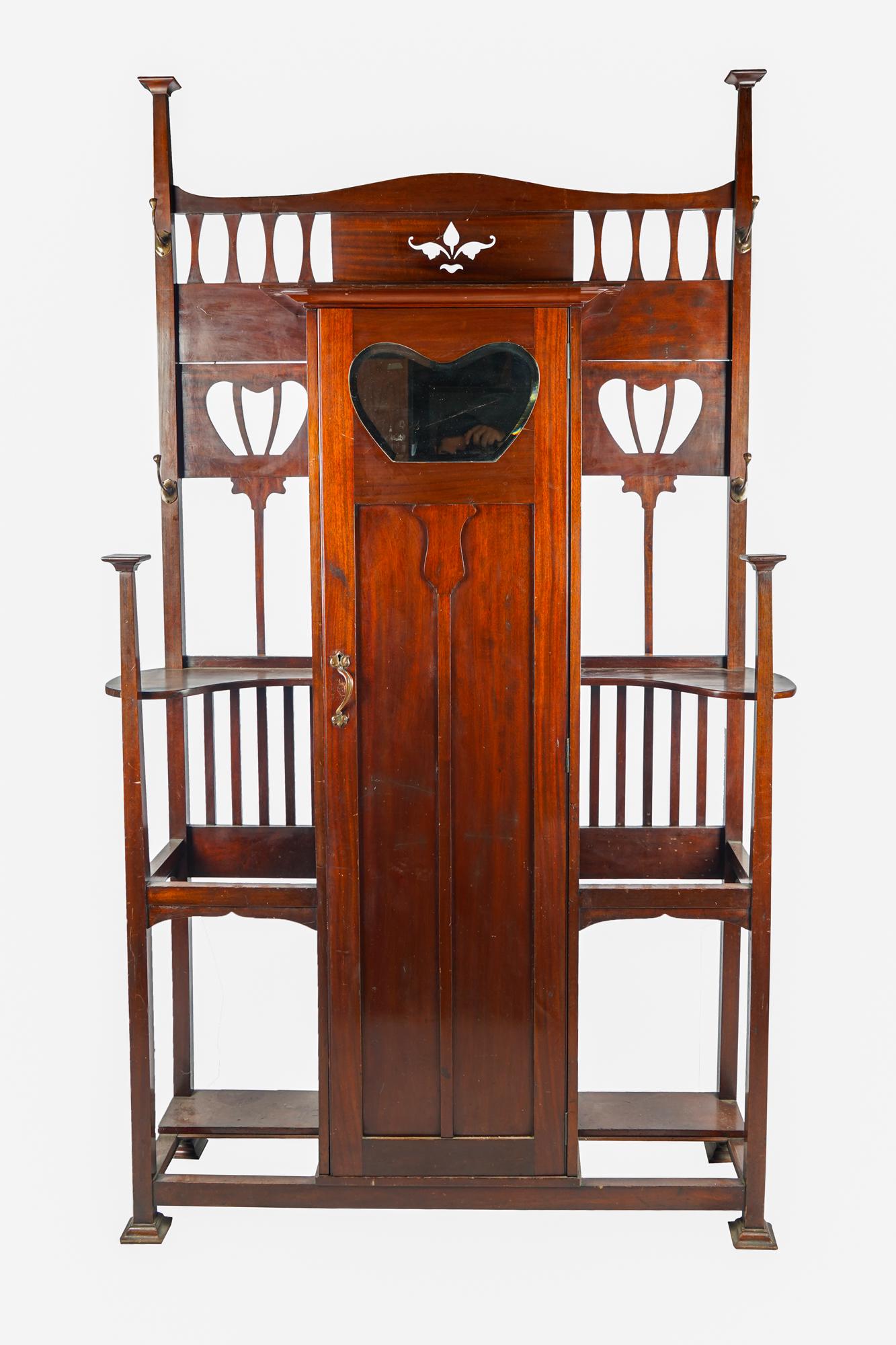 MAHOGANY ARTS & CRAFTS STYLE HALL TREE (1 of 9)