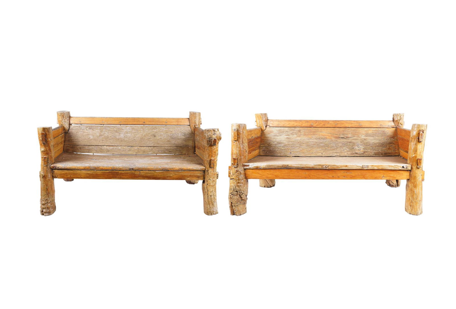 PAIR OF RUSTIC LOG BENCHES (1 of 11)