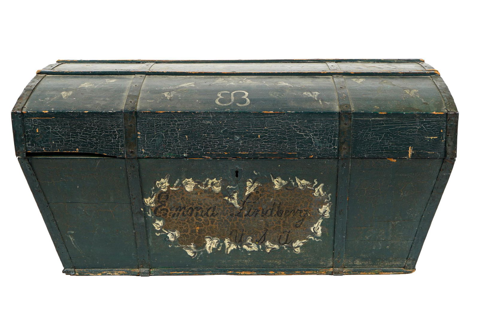 AMERICAN PAINTED WOOD TRUNK (1 of 6)