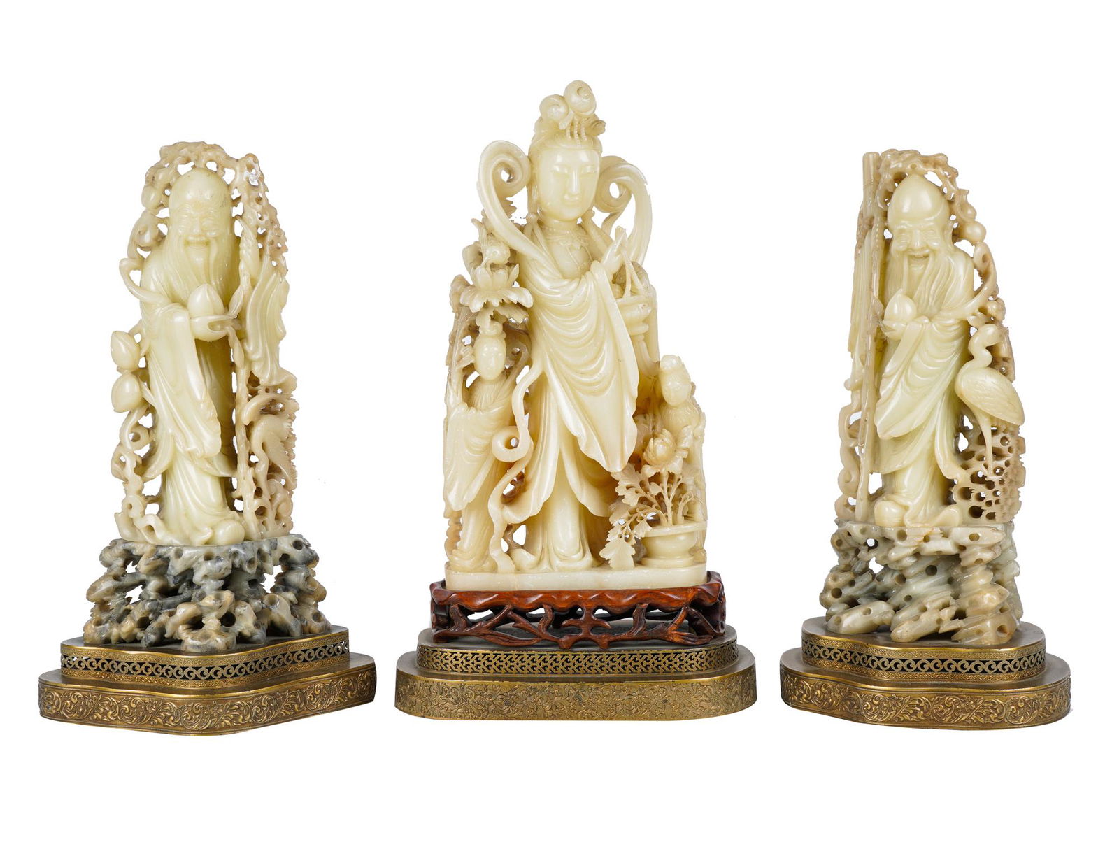 SET OF THREE CHINESE SOAPSTONE FIGURES (1 of 20)
