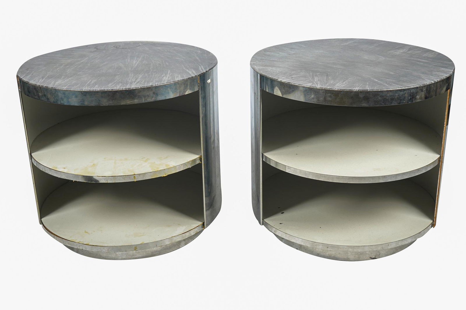 PAIR OF CYLINDRICAL END TABLES (1 of 5)