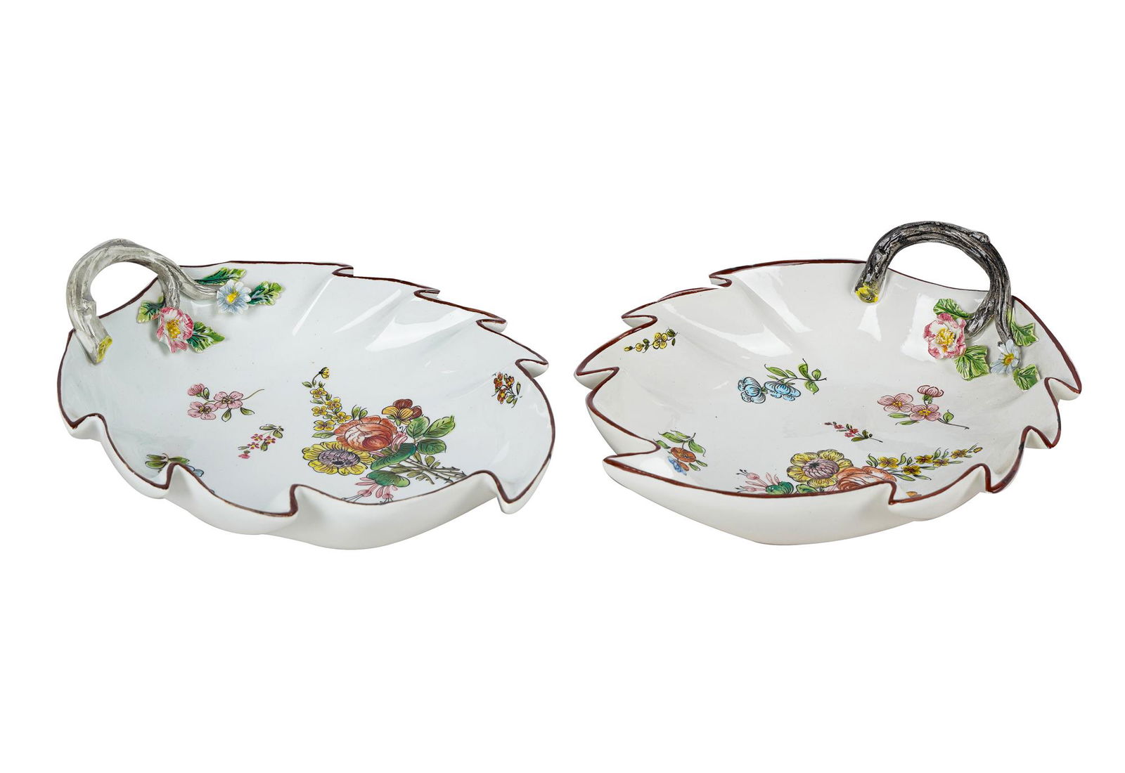 PAIR OF ESTE ITALIAN GLAZED PORCELAIN LEAF-FORM DISHES (1 of 12)